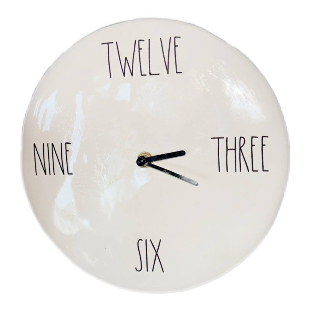 Minimalist White Wall Clock RAE DUNN